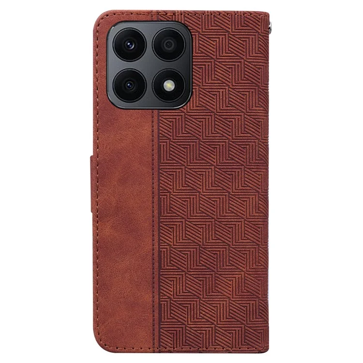 Capa Protetora para Honor X8a 4G Capa de Telefone Imprensa Carteira Suporte Capa de Couro - Marrom