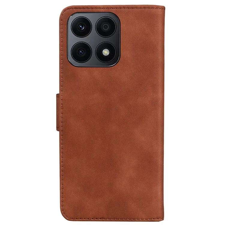 For Honor X8a 4G Wallet Phone Case Solid Color PU Leather Smartphone Cover with Stand - Brown