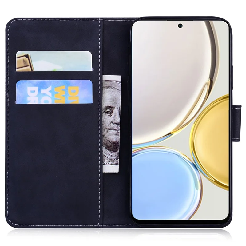 For Honor X8a 4G Wallet Case Tiger Imprinted PU Leather Flip Folio Phone Cover with Stand - Black