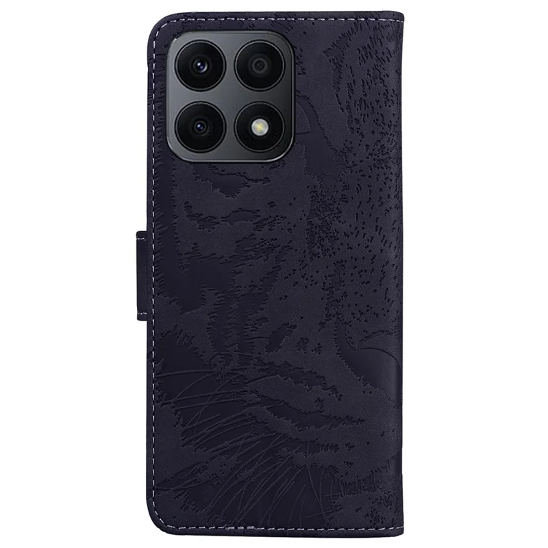 For Honor X8a 4G Wallet Case Tiger Imprinted PU Leather Flip Folio Phone Cover with Stand - Black