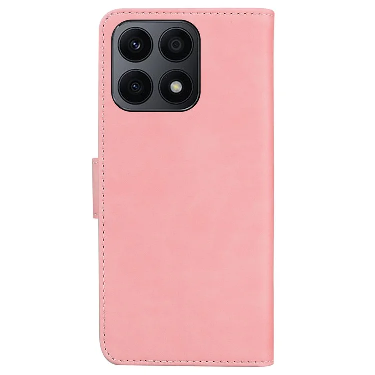 For Honor X8a 4G Anti-Fading PU Leather Phone Cover Butterfly Printing Wallet Stand Anti-drop Phone Case - Rosado