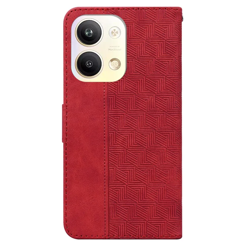 For Oppo Reno9 Pro 5G Wallet Phone Case Imprinted PU Leather Stand Phone Cover - Red