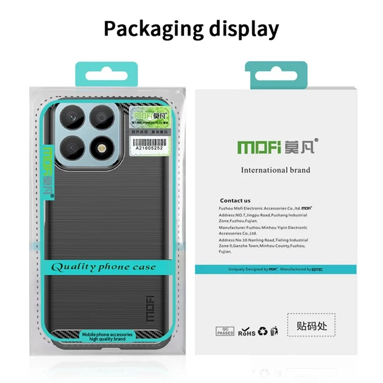 MOFI JK TPU Série-1 Étui de protection pour Honor X8a 4G Housse TPU Fibre de carbone Brossé Coque de téléphone - Noir