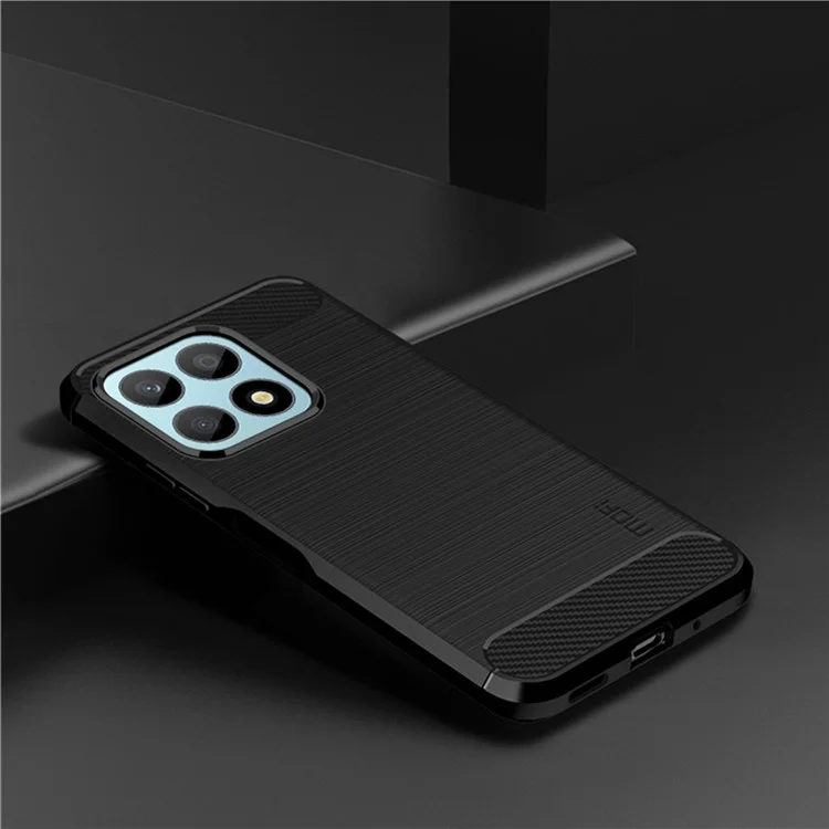 MOFI JK TPU Série-1 Étui de protection pour Honor X8a 4G Housse TPU Fibre de carbone Brossé Coque de téléphone - Noir