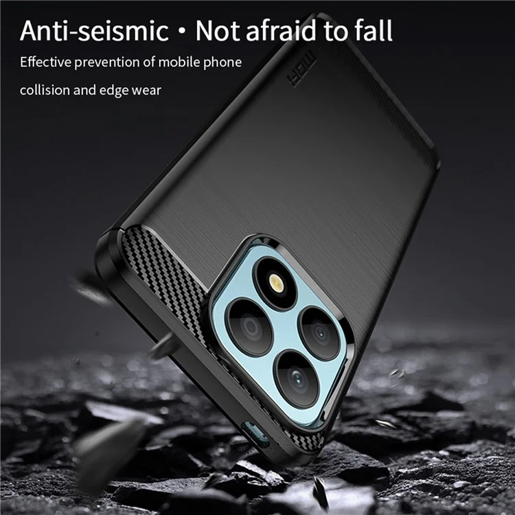 MOFI JK TPU Série-1 Étui de protection pour Honor X8a 4G Housse TPU Fibre de carbone Brossé Coque de téléphone - Noir