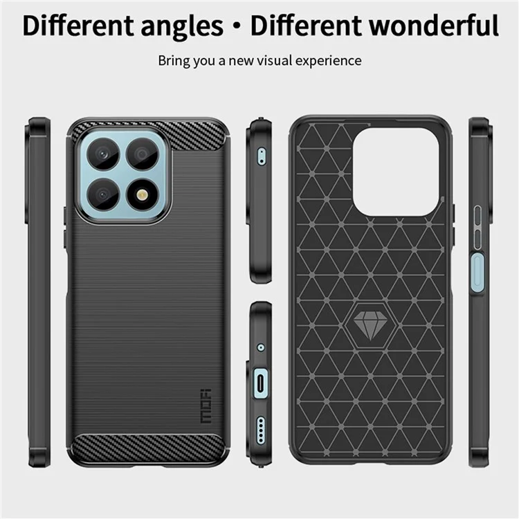MOFI JK TPU Série-1 Étui de protection pour Honor X8a 4G Housse TPU Fibre de carbone Brossé Coque de téléphone - Noir