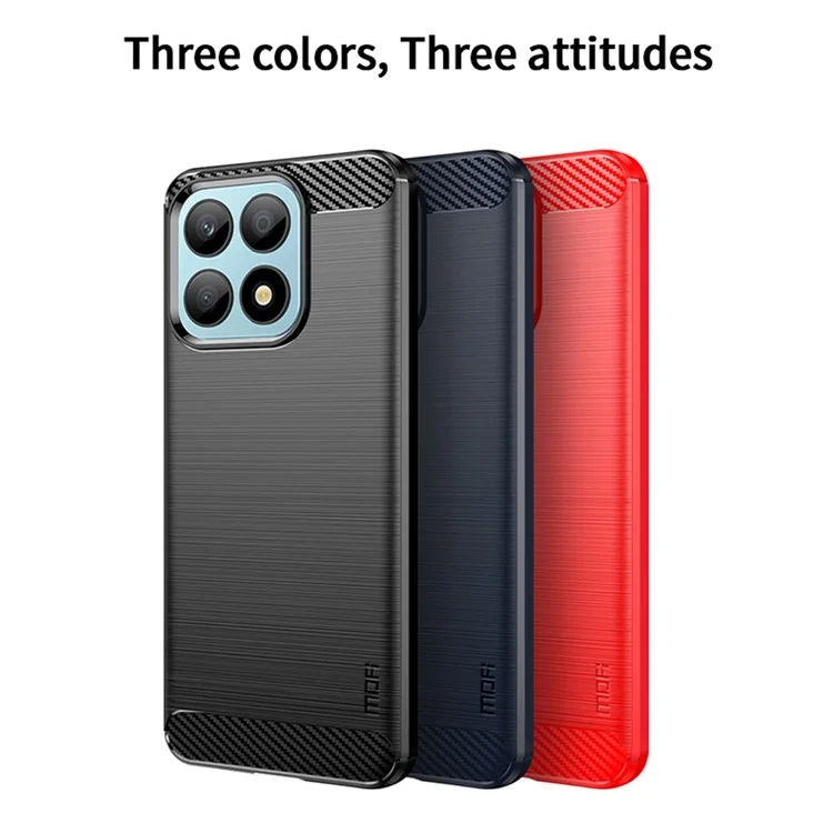 MOFI JK TPU Série-1 Étui de protection pour Honor X8a 4G Housse TPU Fibre de carbone Brossé Coque de téléphone - Noir