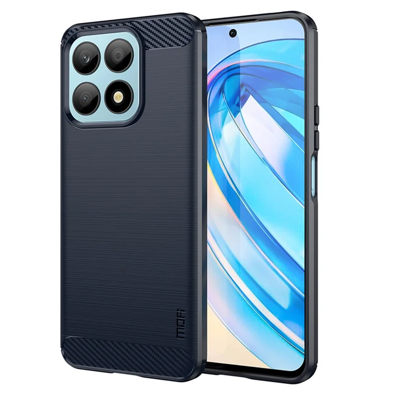 MOFI JK TPU Series-1 Protective Case for Honor X8a 4G TPU Cover Carbon Fiber Brushed Phone Shell - Blue