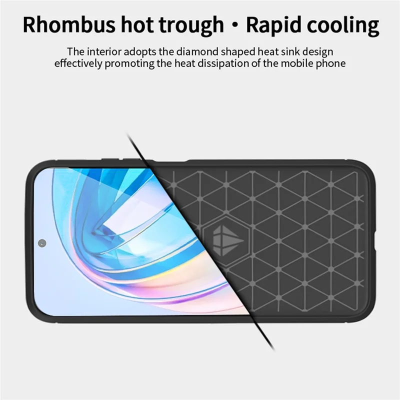 MOFI JK TPU Series-1 Protective Case for Honor X8a 4G TPU Cover Carbon Fiber Brushed Phone Shell - Blue