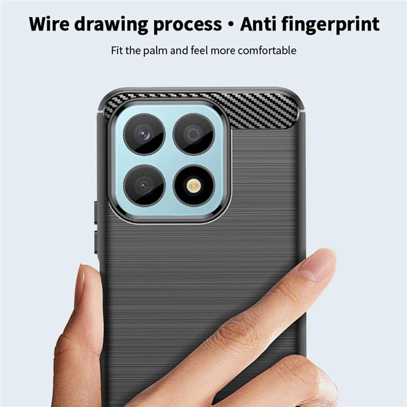 MOFI JK TPU Series-1 Protective Case for Honor X8a 4G TPU Cover Carbon Fiber Brushed Phone Shell - Blue