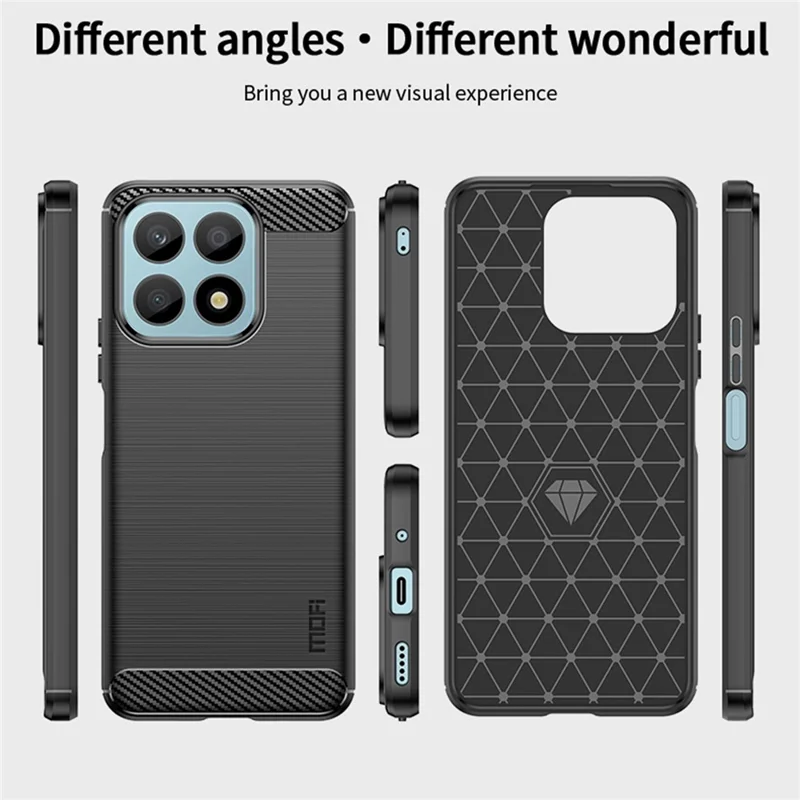 MOFI JK TPU Series-1 Protective Case for Honor X8a 4G TPU Cover Carbon Fiber Brushed Phone Shell - Blue