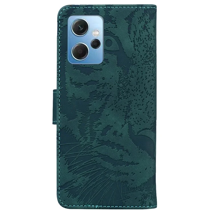 For Xiaomi Redmi Note 12 4G Wallet Case with Stand Tiger Imprinted Flip Folio PU Leather Phone Cover - Green