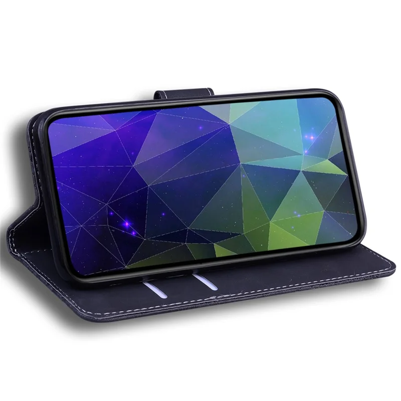 Carteira Case Phone para Xiaomi Redmi Note 12 4G Cor Sólida Capa de Couro PU Flip Stand Resistente a Choques - Preto