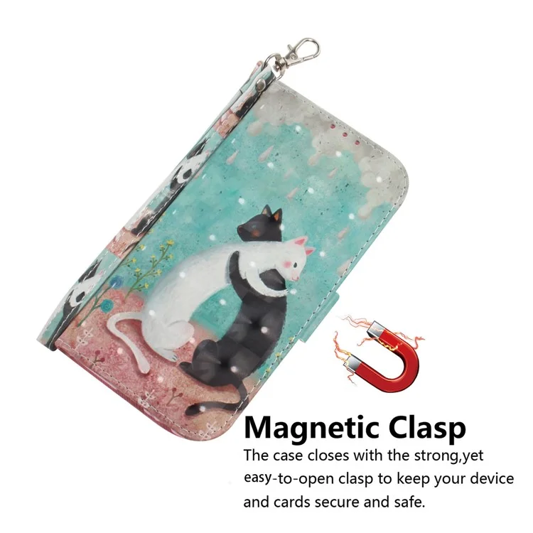For Xiaomi Redmi Note 12 4G Phone Case, PU Leather Pattern Printing Wallet Stand Cover with Strap - Two Cats