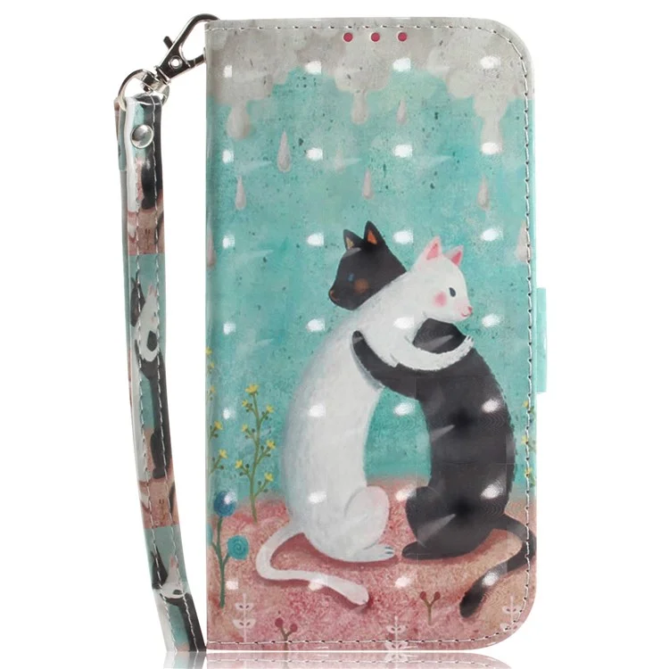 For Xiaomi Redmi Note 12 4G Phone Case, PU Leather Pattern Printing Wallet Stand Cover with Strap - Two Cats