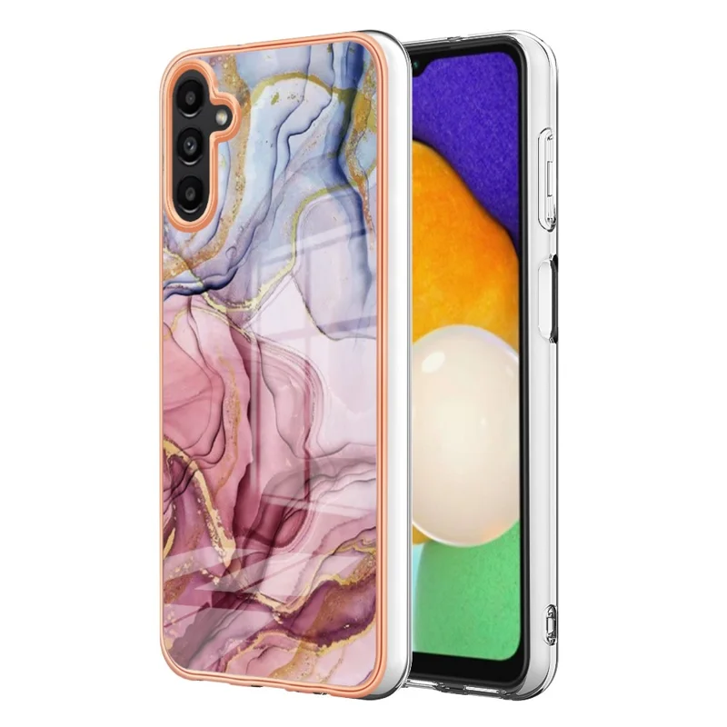 TPU Case for Samsung Galaxy A14 5G / 4G Electroplating IMD Phone Shell YB IMD Series-16 Style E Marble Pattern 2.0mm Phone Cover - Rose Gold