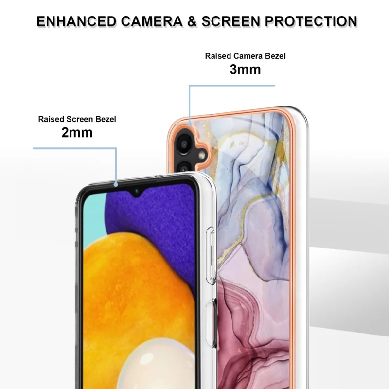 TPU Case for Samsung Galaxy A14 5G / 4G Electroplating IMD Phone Shell YB IMD Series-16 Style E Marble Pattern 2.0mm Phone Cover - Rose Gold