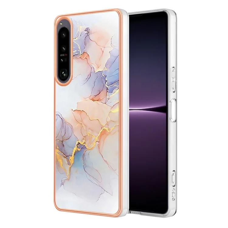 Телефонная Крышка Для Sony Xperia 1 IV 5g, YB IMD Серия-1 Мраморный Цветочный Шаблон IMD IML TPU Chase - Млечный Путь Мрамор Белый