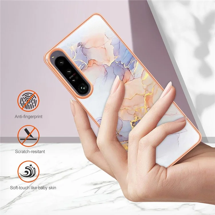 Телефонная Крышка Для Sony Xperia 1 IV 5g, YB IMD Серия-1 Мраморный Цветочный Шаблон IMD IML TPU Chase - Млечный Путь Мрамор Белый