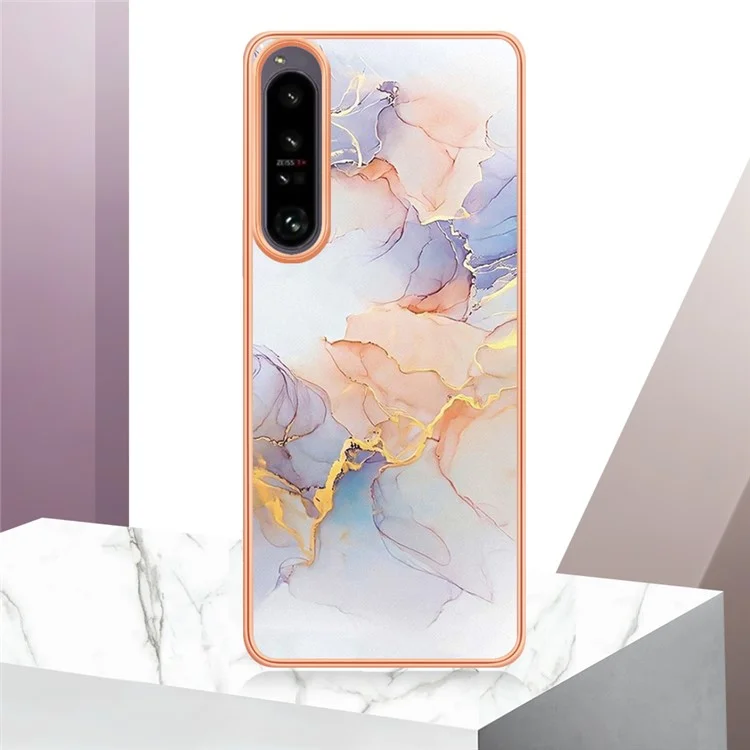 Телефонная Крышка Для Sony Xperia 1 IV 5g, YB IMD Серия-1 Мраморный Цветочный Шаблон IMD IML TPU Chase - Млечный Путь Мрамор Белый