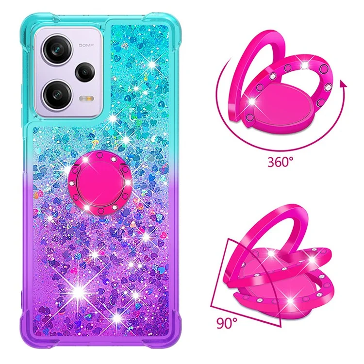 For Xiaomi Redmi Note 12 Pro 5G / Note 12 Pro Speed 5G / Poco X5 Pro 5G TPU Case with Kickstand Gradiant Quicksand Cover - Sky Blue  /  Purple