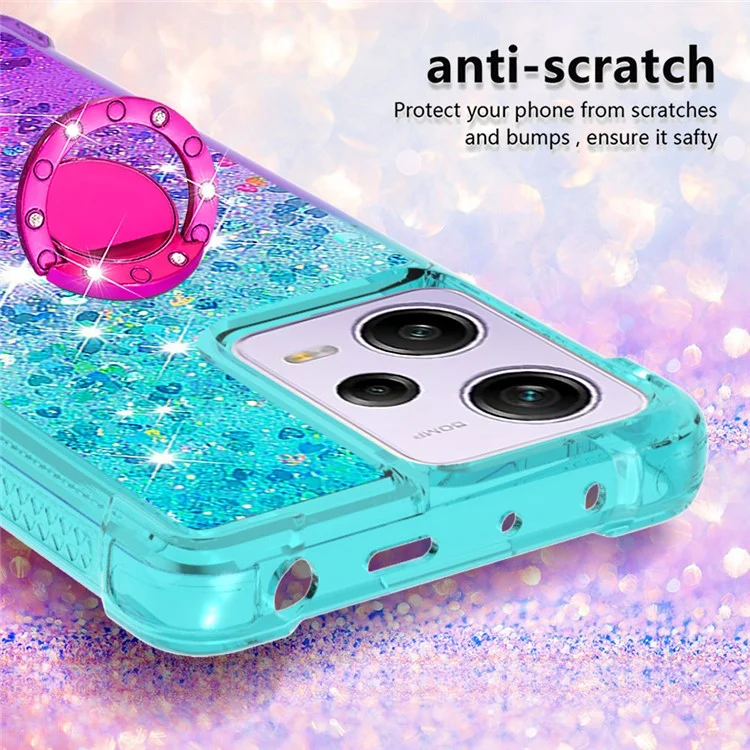 For Xiaomi Redmi Note 12 Pro 5G / Note 12 Pro Speed 5G / Poco X5 Pro 5G TPU Case with Kickstand Gradiant Quicksand Cover - Sky Blue  /  Purple