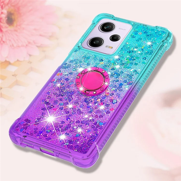 For Xiaomi Redmi Note 12 Pro 5G / Note 12 Pro Speed 5G / Poco X5 Pro 5G TPU Case with Kickstand Gradiant Quicksand Cover - Sky Blue  /  Purple