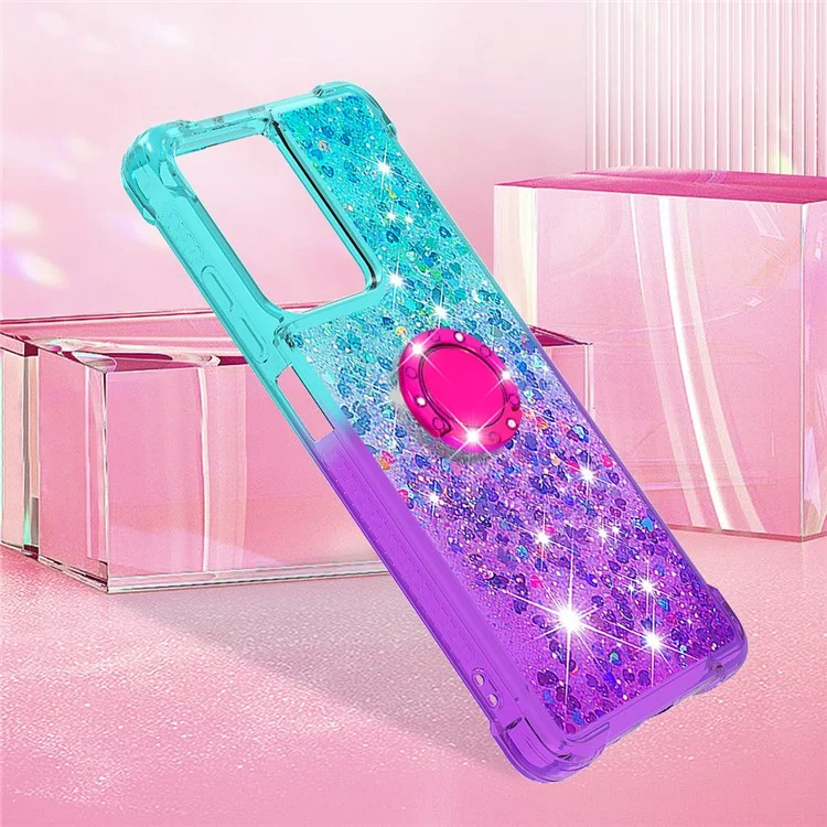 For Xiaomi Redmi Note 12 Pro 5G / Note 12 Pro Speed 5G / Poco X5 Pro 5G TPU Case with Kickstand Gradiant Quicksand Cover - Sky Blue  /  Purple
