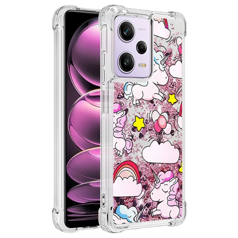 For Xiaomi Redmi Note 12 Pro 5G / Note 12 Pro Speed 5G / Poco X5 Pro 5G TPU Case with Quicksand and Pattern Printed - Horse and Cloud