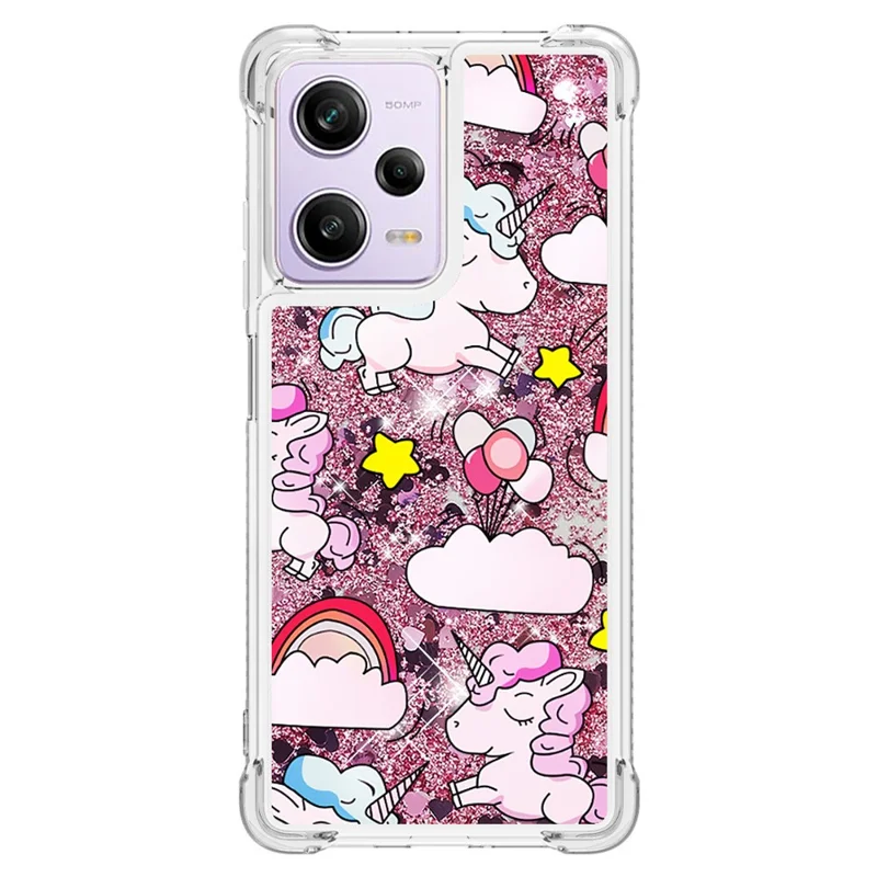 For Xiaomi Redmi Note 12 Pro 5G / Note 12 Pro Speed 5G / Poco X5 Pro 5G TPU Case with Quicksand and Pattern Printed - Horse and Cloud