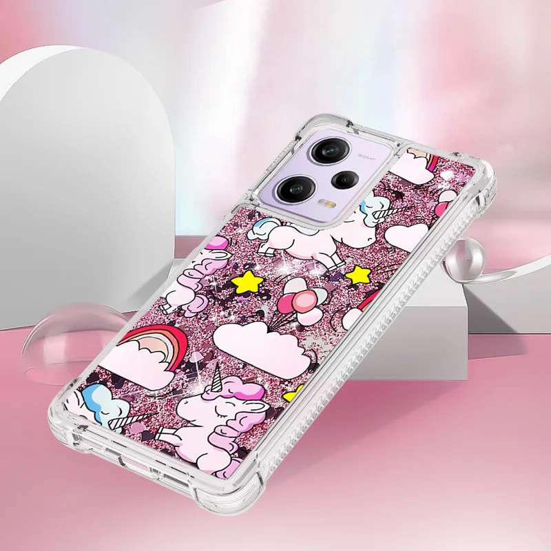 For Xiaomi Redmi Note 12 Pro 5G / Note 12 Pro Speed 5G / Poco X5 Pro 5G TPU Case with Quicksand and Pattern Printed - Horse and Cloud