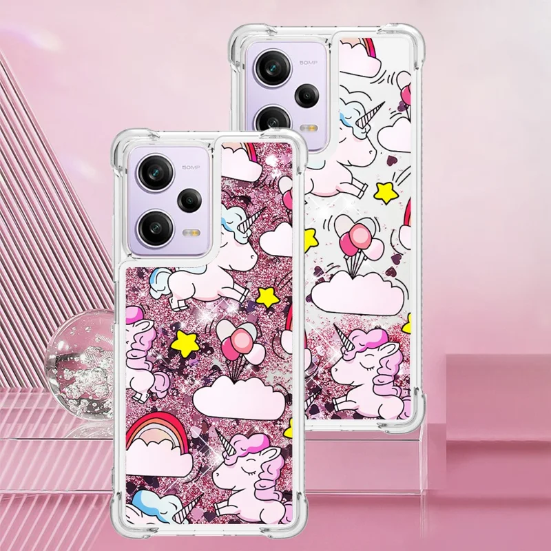 For Xiaomi Redmi Note 12 Pro 5G / Note 12 Pro Speed 5G / Poco X5 Pro 5G TPU Case with Quicksand and Pattern Printed - Horse and Cloud