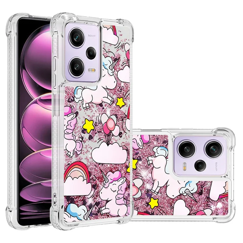 For Xiaomi Redmi Note 12 Pro 5G / Note 12 Pro Speed 5G / Poco X5 Pro 5G TPU Case with Quicksand and Pattern Printed - Horse and Cloud