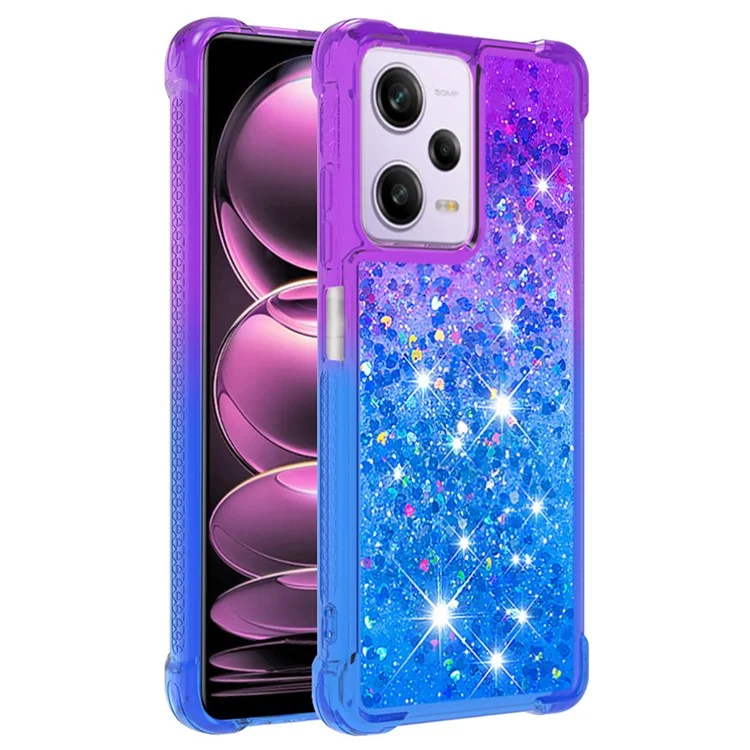 For Xiaomi Redmi Note 12 Pro 5G / Note 12 Pro Speed 5G / Poco X5 Pro 5G TPU Case Gradient Quicksand Phone Back Cover - Purple  /  Sky Blue