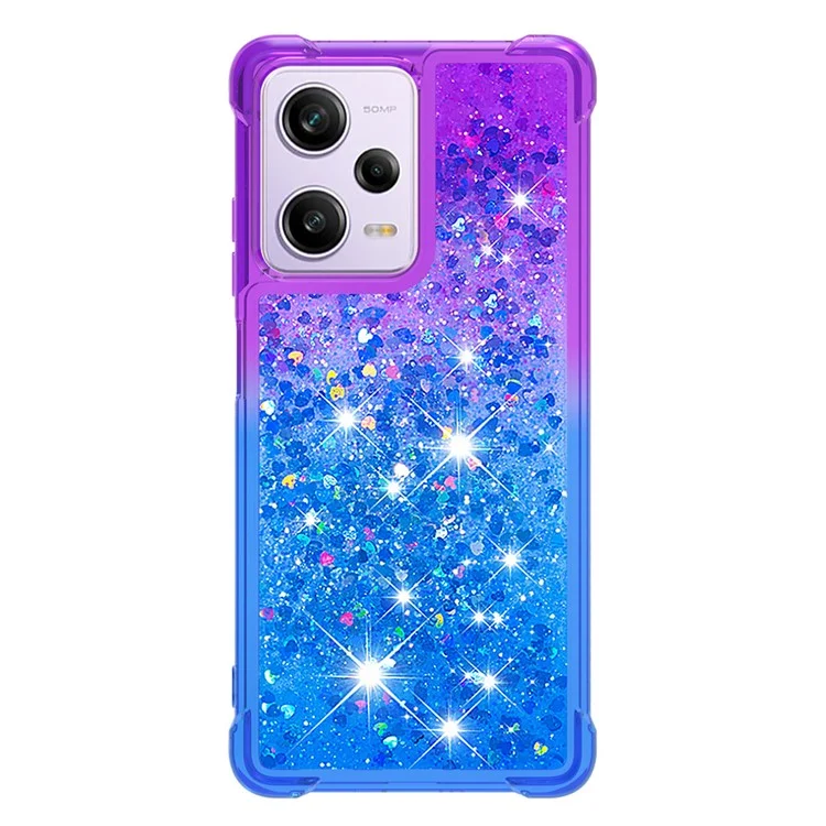 For Xiaomi Redmi Note 12 Pro 5G / Note 12 Pro Speed 5G / Poco X5 Pro 5G TPU Case Gradient Quicksand Phone Back Cover - Purple  /  Sky Blue