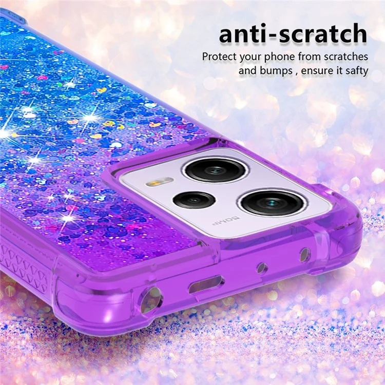 For Xiaomi Redmi Note 12 Pro 5G / Note 12 Pro Speed 5G / Poco X5 Pro 5G TPU Case Gradient Quicksand Phone Back Cover - Purple  /  Sky Blue