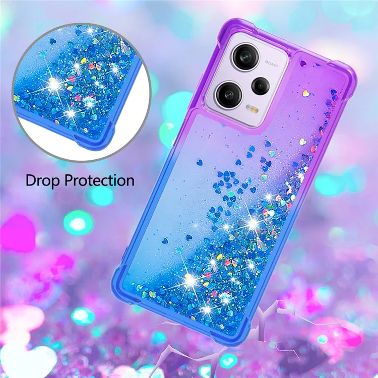 For Xiaomi Redmi Note 12 Pro 5G / Note 12 Pro Speed 5G / Poco X5 Pro 5G TPU Case Gradient Quicksand Phone Back Cover - Purple  /  Sky Blue