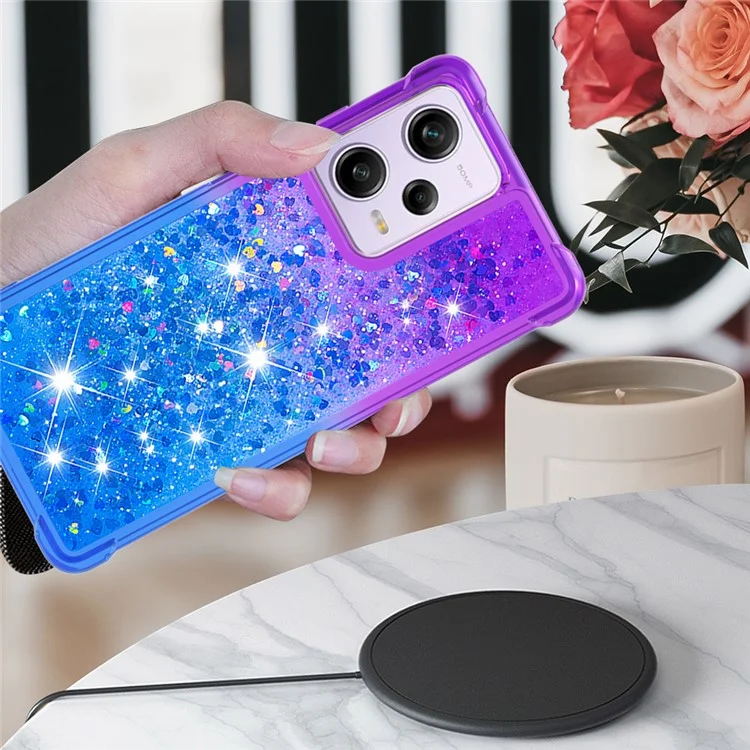 For Xiaomi Redmi Note 12 Pro 5G / Note 12 Pro Speed 5G / Poco X5 Pro 5G TPU Case Gradient Quicksand Phone Back Cover - Purple  /  Sky Blue