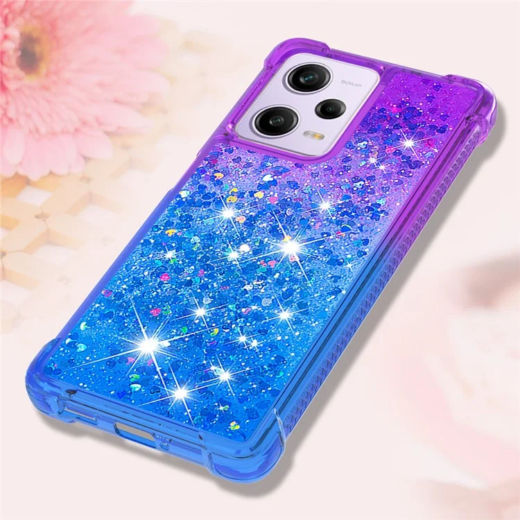 For Xiaomi Redmi Note 12 Pro 5G / Note 12 Pro Speed 5G / Poco X5 Pro 5G TPU Case Gradient Quicksand Phone Back Cover - Purple  /  Sky Blue