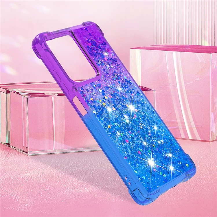 For Xiaomi Redmi Note 12 Pro 5G / Note 12 Pro Speed 5G / Poco X5 Pro 5G TPU Case Gradient Quicksand Phone Back Cover - Purple  /  Sky Blue