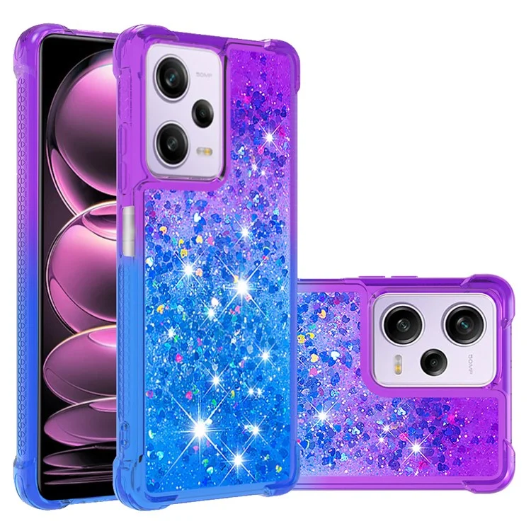 For Xiaomi Redmi Note 12 Pro 5G / Note 12 Pro Speed 5G / Poco X5 Pro 5G TPU Case Gradient Quicksand Phone Back Cover - Purple  /  Sky Blue