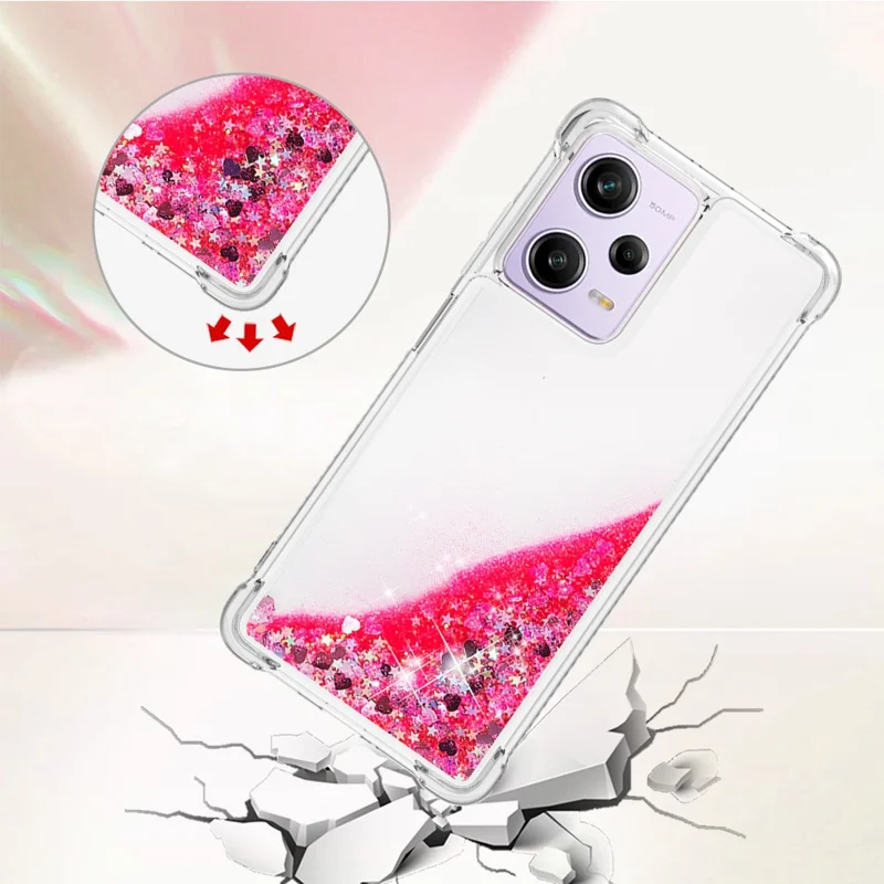Para Xiaomi Redmi Note 12 Pro 5G (China) /(índia) YB Série-1 Capso Celular da Série 1 Case Anti-drop TPU Topa - Rosa / Corações