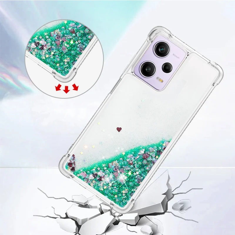 Для Xiaomi Redmi Note 12 Pro 5G (китай) /(индия) yb Quicksand Series 1 Case Case Antip-dop Tpu. - Зеленый / Сердца