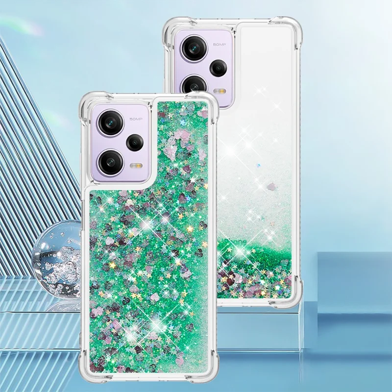 Для Xiaomi Redmi Note 12 Pro 5G (китай) /(индия) yb Quicksand Series 1 Case Case Antip-dop Tpu. - Зеленый / Сердца