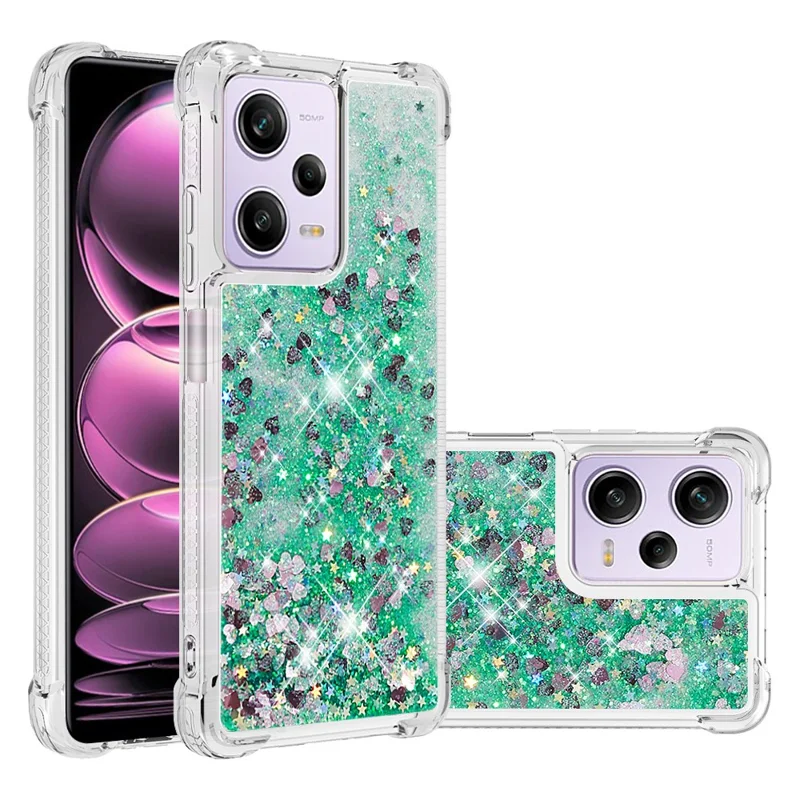 Для Xiaomi Redmi Note 12 Pro 5G (китай) /(индия) yb Quicksand Series 1 Case Case Antip-dop Tpu. - Зеленый / Сердца