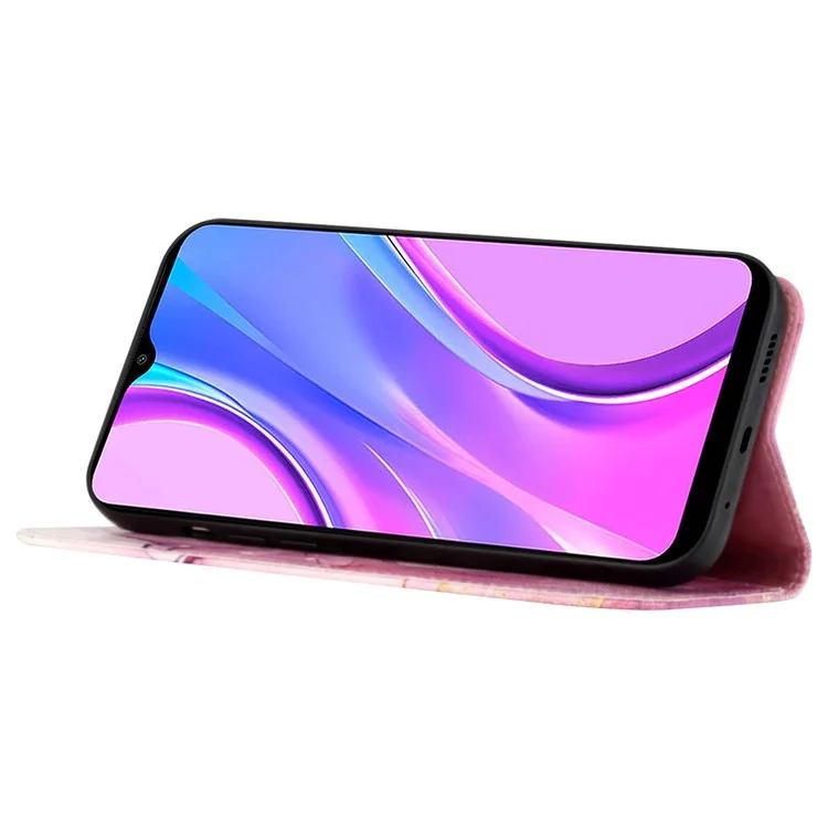 YB Pattern Printing Leath Series-6 Pour Xiaomi Redmi Note 12 5G (chine) / (Global) / Poco X5 5G Marble Match Stand Téléphone Couverture de Téléphone - Rose / Violet / or LS001