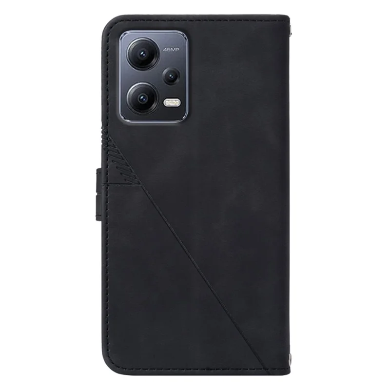 Futera skórzana z paskiem na rękę, portfel z podstawką do telefonu Xiaomi Redmi Note 12 5G (Chiny) / (Global) / Poco X5 5G – Czarny