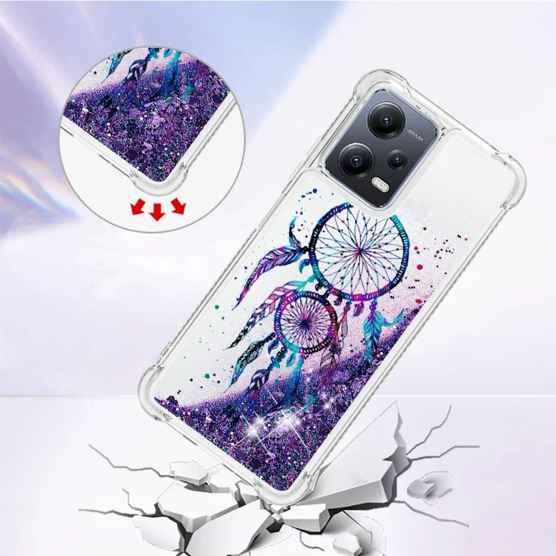 Série YB Quicksand-2 pour Xiaomi Redmi Note 12 5G (mondial) / (Inde) / (Chine) / Téléphone Poco X5 5G Coque de protection en TPU avec impression de motif - Carillons à vent