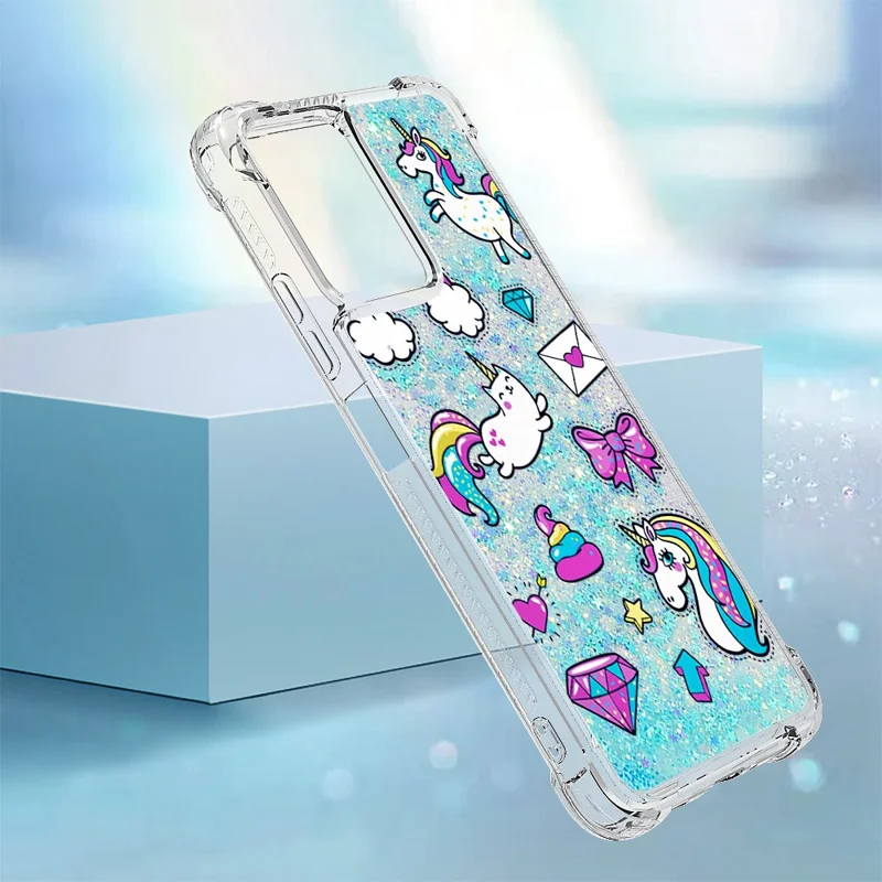 YB Quicksand Series-2 für Xiaomi Redmi Note 12 5G (Global) / (Indien) / (China) / Poco X5 5G Telefon TPU-Hülle Musteraufdruck Telefonabdeckung - Rainbow Horses