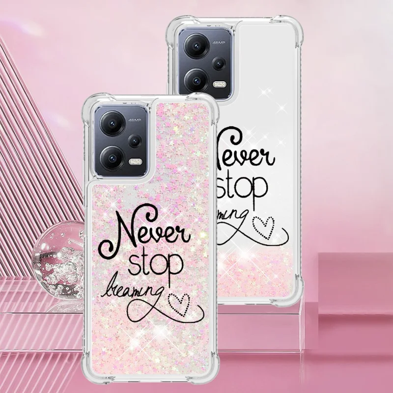 YB Quicksand Series-2 per Xiaomi Redmi Note 12 5G (Global) / (India) / (China) / Poco X5 5G Telefono Custodia TPU Stampa Disegni Custodia Telefono - Non Smettere di Sognare